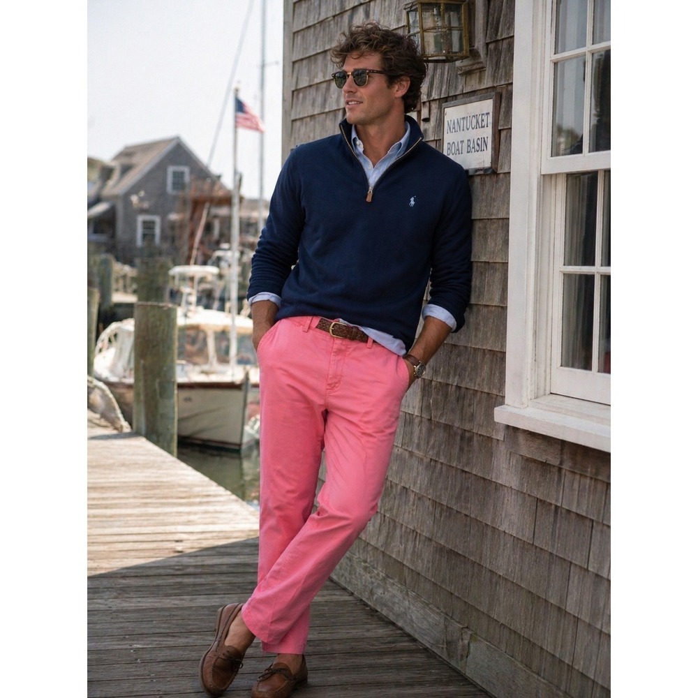 Vineyard Vines Mens Straight Leg Breaker Pants 33x30" Papaya Pink Preppy Coastal
